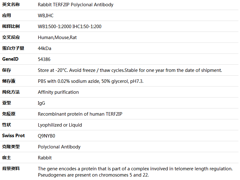 TERF2IP Antibody,索莱宝,K005600P-100ul