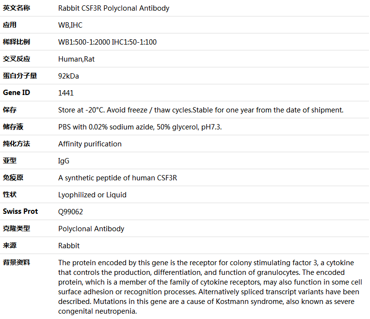 CSF3R Antibody,索莱宝,K005377P-100ul