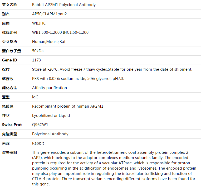 AP2M1 Antibody,索莱宝,K003362P-50ul